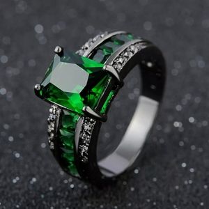 Green Emerald 18K Black Gold Filled Ring